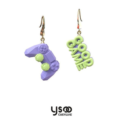 / Ear Cuff Drop Earring Clip-On Gamepad Asymmetrical Lettering