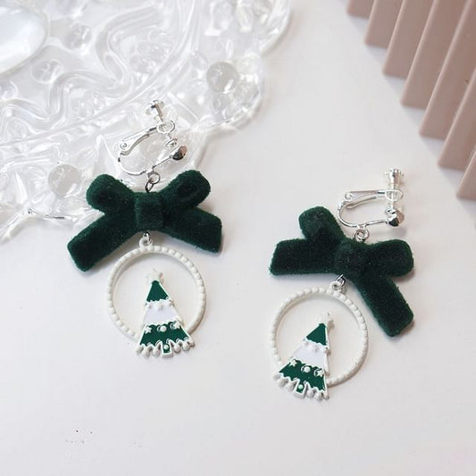 Christmas Tree On Clip Earring / Drop