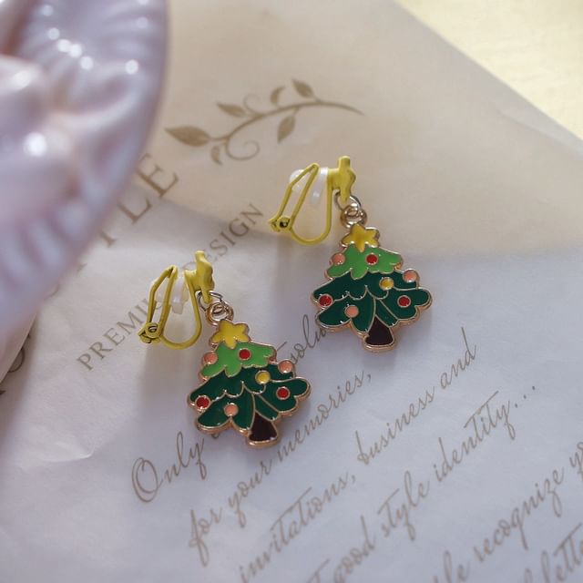 Christmas Tree On Clip Earring / Drop