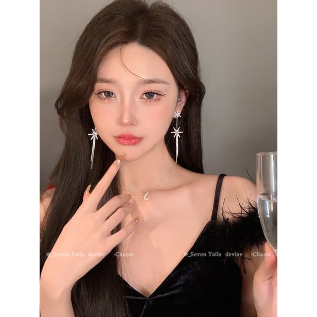 Tree / Snowflake Fluffy Drop Chandelier Set Christmas Choker Earring Bracelet