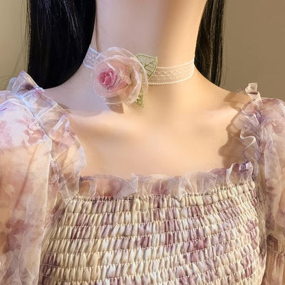 Mesh Pearl Hair Scrunchie Clip Rose (Various Tie Faux / Designs)