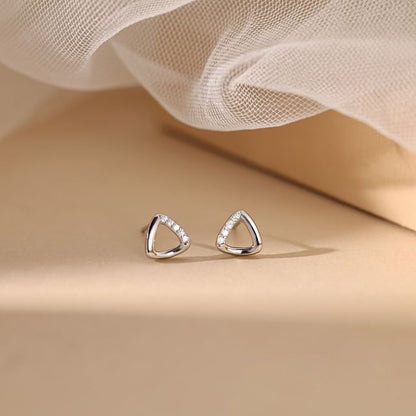 Geometric (Various Earring Sterling Designs) Rhinestone Silver Stud