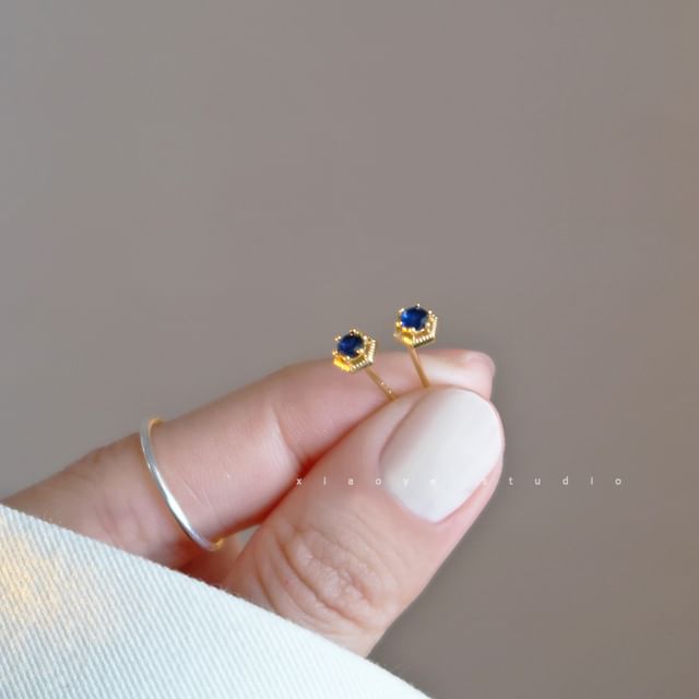 Silver Sterling Rhinestone Stud Earring