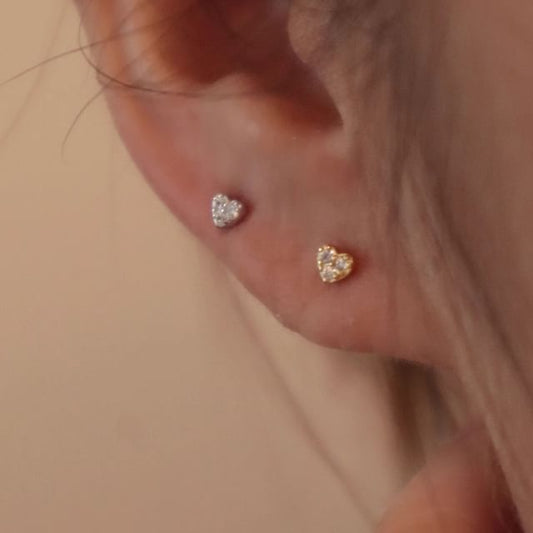 Silver Rhinestone Sterling Barbell Heart Earring