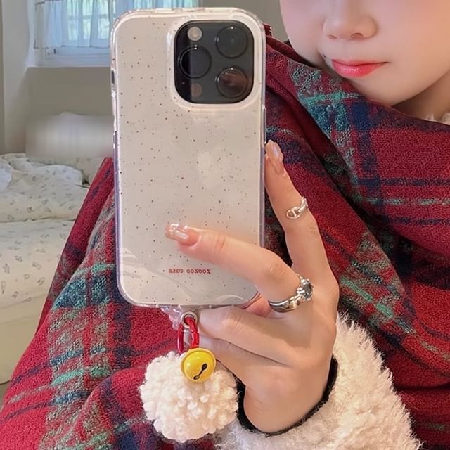 Splattered Case Phone Bell Pom