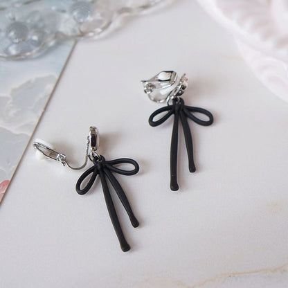 Heart Drop Alloy Earring Bow