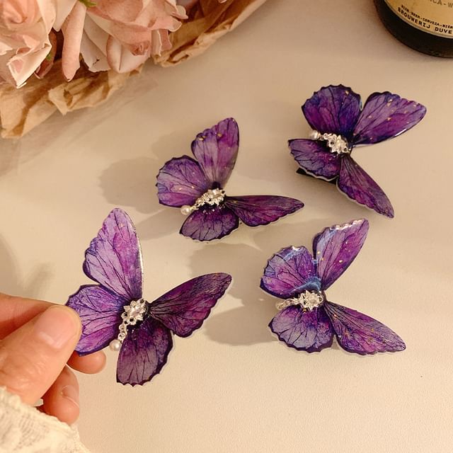 / Set Clip Butterfly Hair Rhinestone