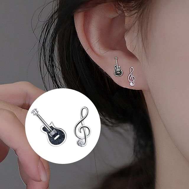 Stud Ear Sterling Silver Asymmetrical