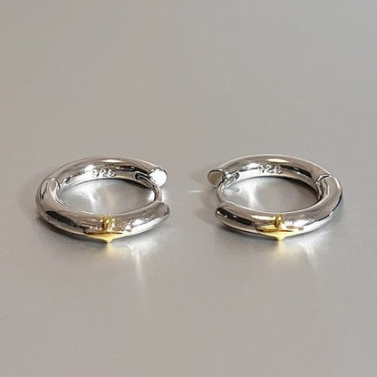 Silver Sterling Huggie Star Earring