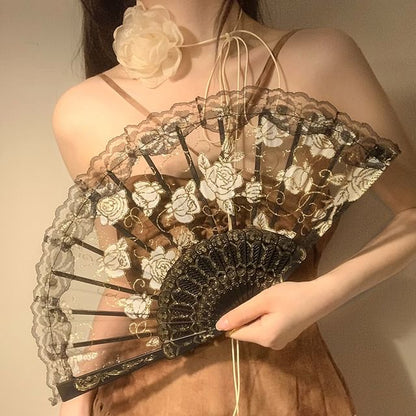 Floral Choker Designs) / Lace Foldable Hand (Various Set Fan