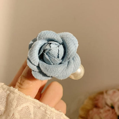 Pearl Faux Clip Fabric Floral Hair