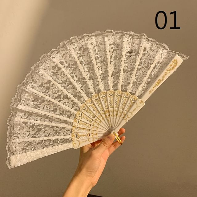 Floral Choker Designs) / Lace Foldable Hand (Various Set Fan