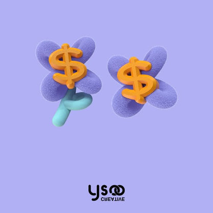 On / Ear Stud Money Sign Clip Earring