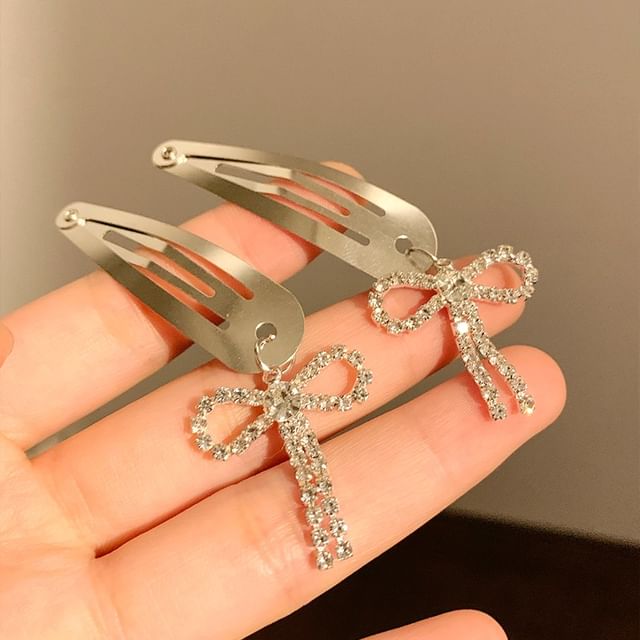 Bow Rhinestone Set Clip Alloy / Hair