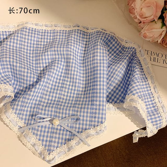 (Various Lace Designs) / Trim Scrunchie Triangle Set Scarf Head