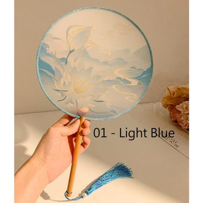 / Print Tassel Hand Embroidered Fan