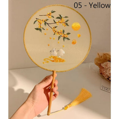 / Print Tassel Hand Embroidered Fan