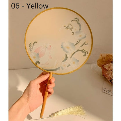 / Print Tassel Hand Embroidered Fan