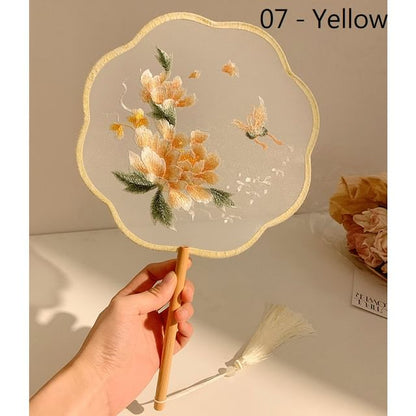 / Print Tassel Hand Embroidered Fan
