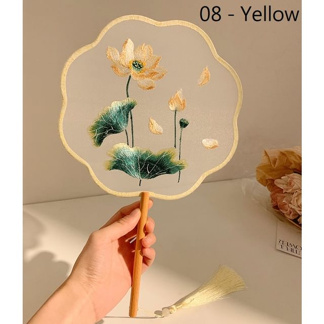 / Print Tassel Hand Embroidered Fan