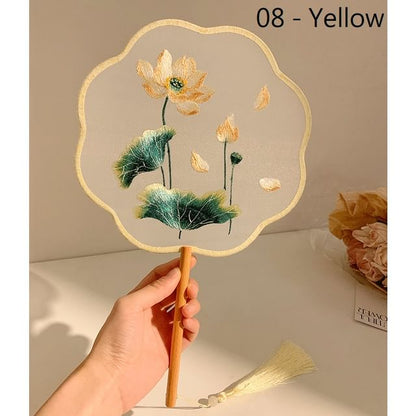 / Print Tassel Hand Embroidered Fan