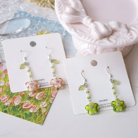 Earring Floral Dangle Alloy