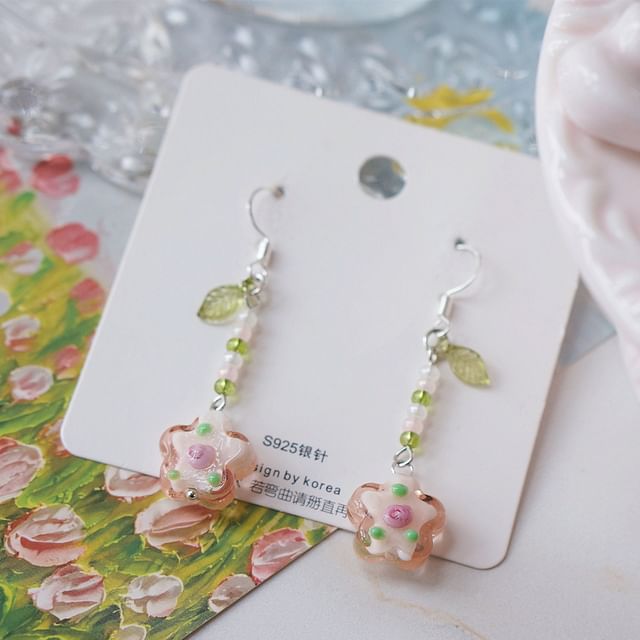 Earring Floral Dangle Alloy