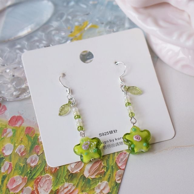 Earring Floral Dangle Alloy