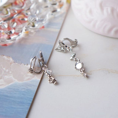 Dangle Butterfly Asymmetrical Earring Crystal Faux Alloy