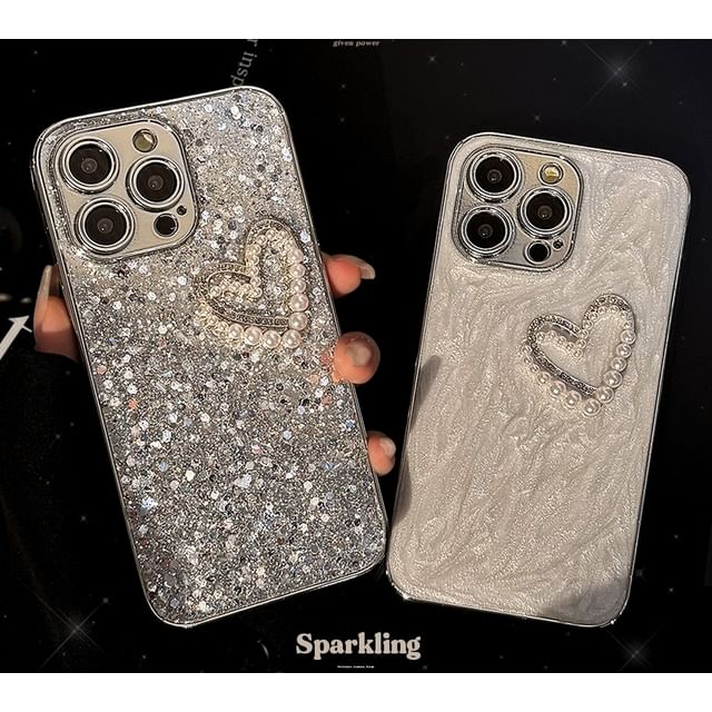 Pearl Heart Phone Case Faux