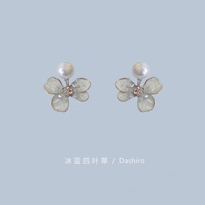 / Pearl Drop Crystal Alloy Butterfly Floral Earring Faux