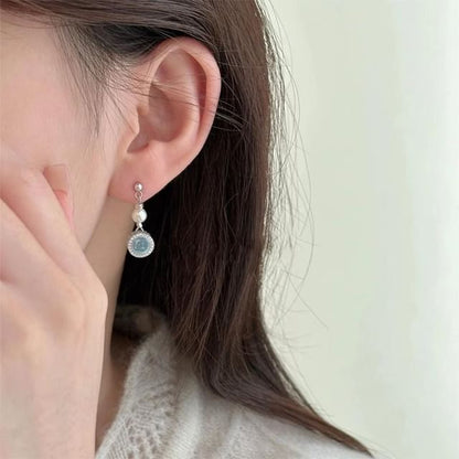 Faux Pearl Earring Rhinestone Drop