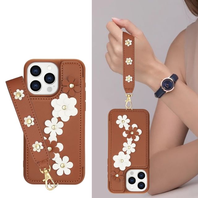 Phone Case Leather Faux Floral