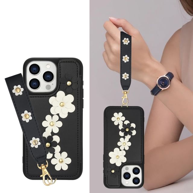 Phone Case Leather Faux Floral