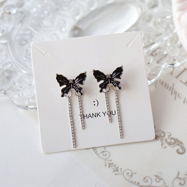 Drop Earring Enamel / Clip Butterfly On