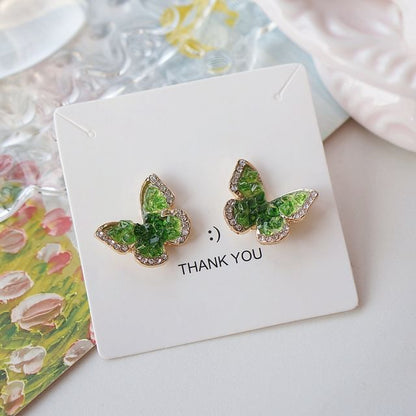 On Clip Flower Butterfly Stud / Earring