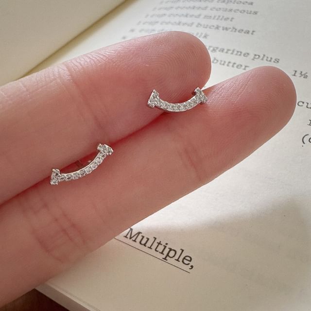 Sterling Stud Rhinestone Silver Earring