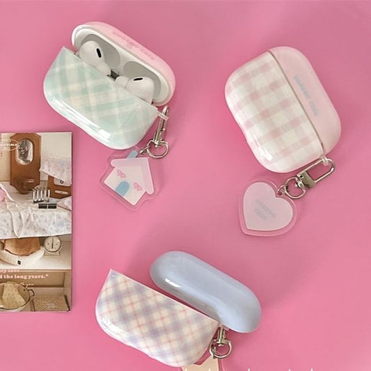 Earphone Pro / (Various AirPods Skin Case Charm Plaid Designs)