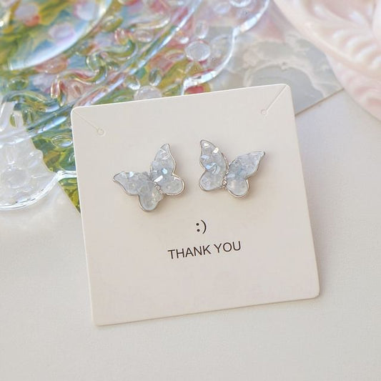 Faux Stud Clip-On Crystal Earring Ear Butterfly /