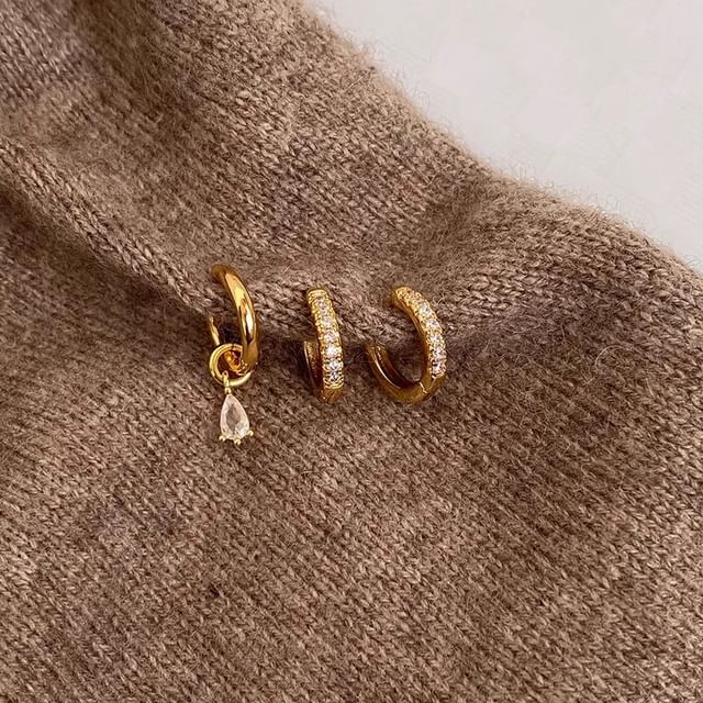 Alloy Earring Set Rhinestone Drop of + 3: Huggie