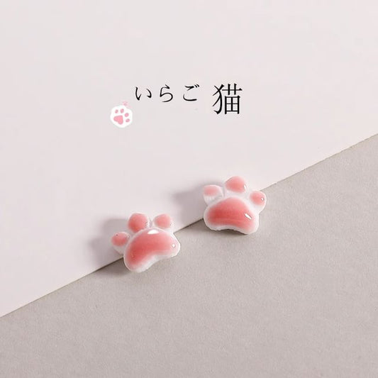 Earrings Ceramic Paw Cat
