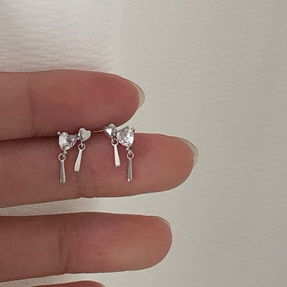 Alloy Heart Earring Rhinestone Drop