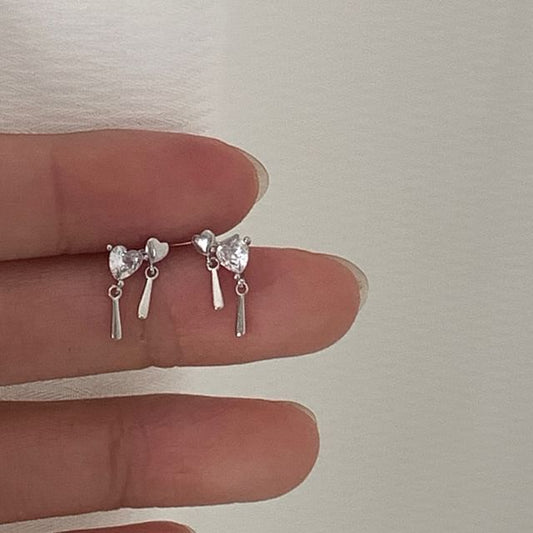 Alloy Heart Earring Rhinestone Drop