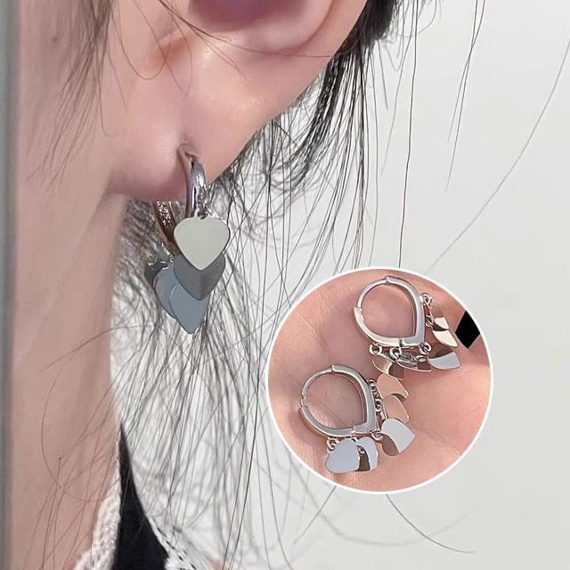 Drop Heart Earring Alloy