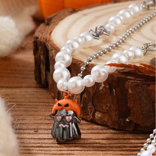Halloween Necklace Pumpkin ChiropteraPearl