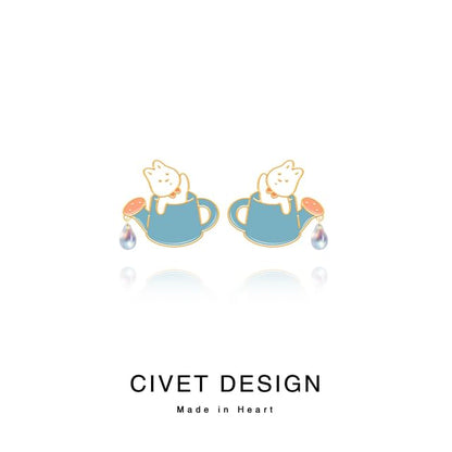 Designs Silver / Cartoon Cuff ) Various Sterling Earring Ear Stud ( Rabbit