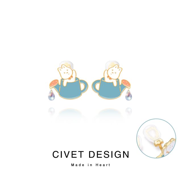 Designs Silver / Cartoon Cuff ) Various Sterling Earring Ear Stud ( Rabbit