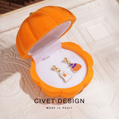 Box Halloween Phantom + Velvet Earring Jewelry Pumpkin