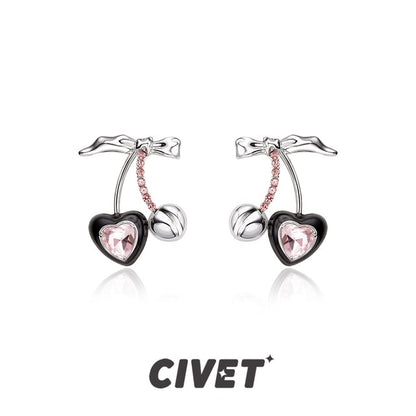 Silver Stud Cuff Rhinestone / Sterling Earring Ear Cherry