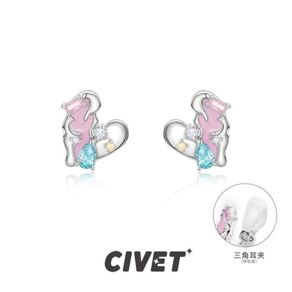 Cuff Ear Sterling Panel Stud Silver / Earring Heart